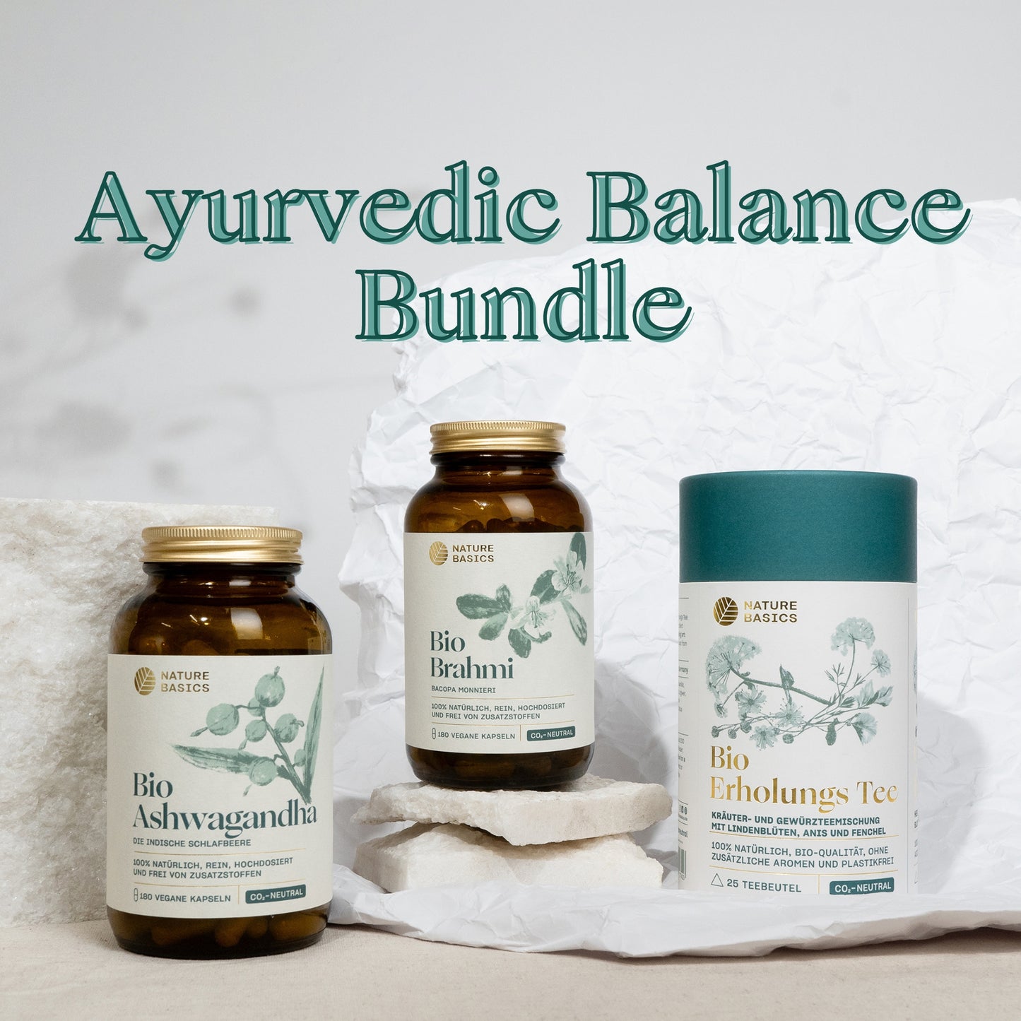 Ayurvedisches Bündelangebot: Ashwagandha, Brahmi, Erholungs Tee