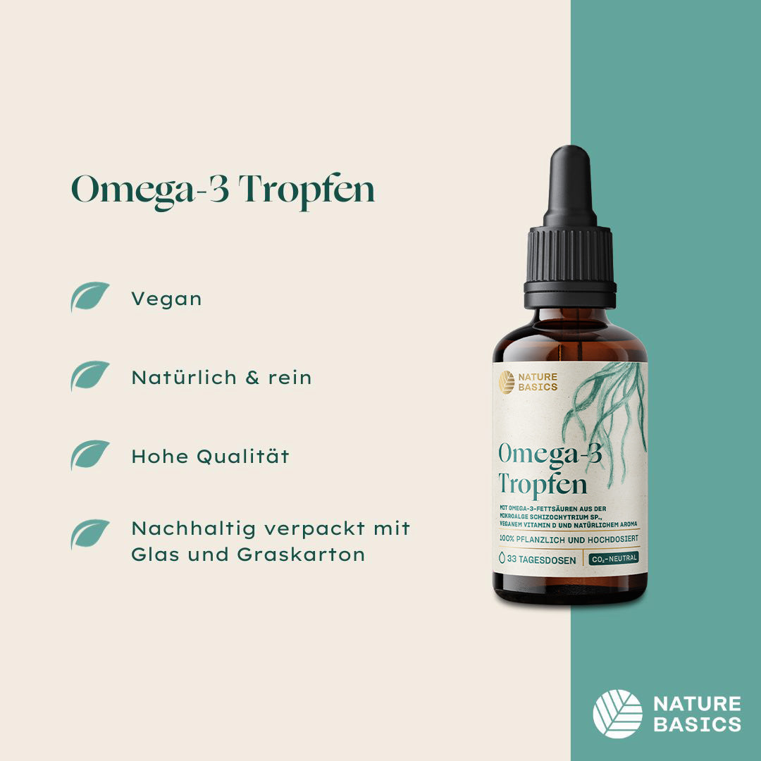 Omega-3 Algenöl Tropfen mit Vitamin D3