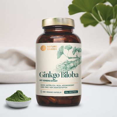  Premium Ginkgo Kapseln aus Ginkgo Biloba Blattextrakt mit Ginseng 